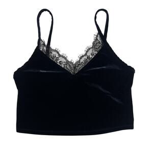 Cosmic Aura Lace Trimmed Velvet Camisole Cropped Tank Top Womens XL Whimsigoth